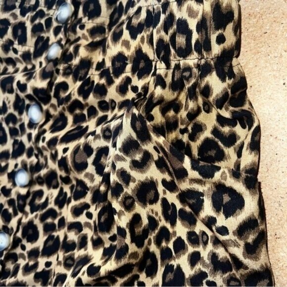 Umgee Leopard Print Button-Front Mini Skirt Animal Print Womens Size Small - Picture 4 of 6